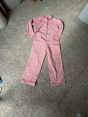 J.Crew Women's Red and White Striped Poplin Pajama Set
